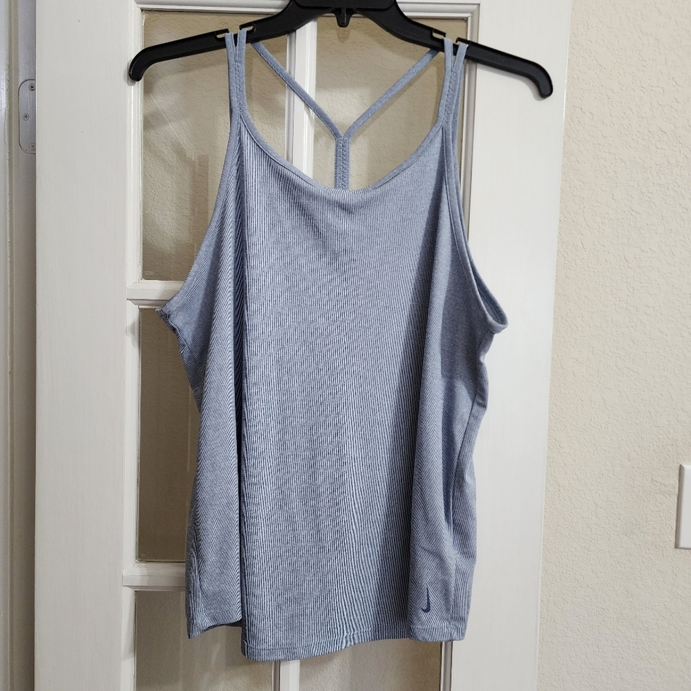 Nike Dri-FIT Women’s Athletic Tank Top Blue Stripe Triple Strap Back Size XL